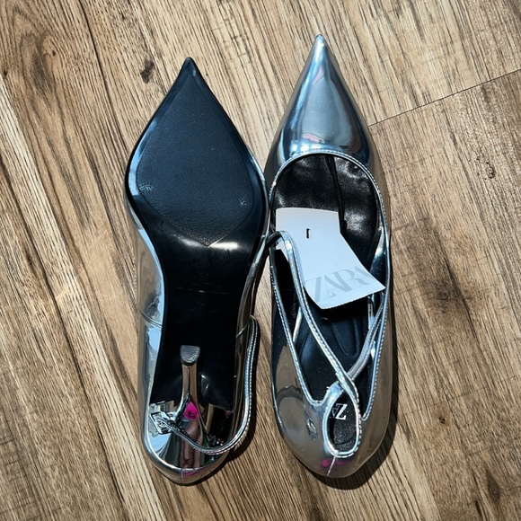 NEW! Zara Silver Metallic Heels - Picture 13 of 13